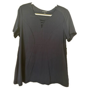 Kim Rogers Navy Blue Casual Harbor Short Sleeve NWT